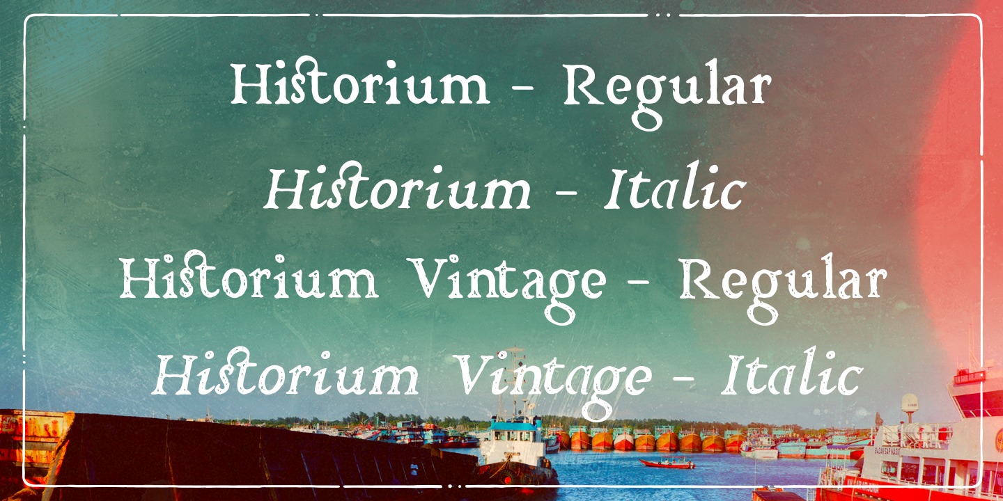 Ejemplo de fuente Historium Vintage Italic